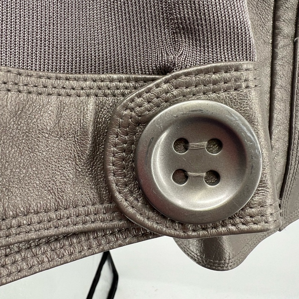 Nygard leather trim nylon silver gray large button pewter jacket 2X plus knight - Picture 5 of 10